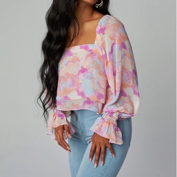 Buddy Love Tops - Buddy Love Pastel Watercolor Cropped Top Small